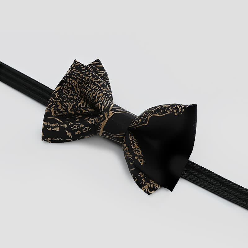 Men's Gold Painting Black Wedding Groom Bow Tie