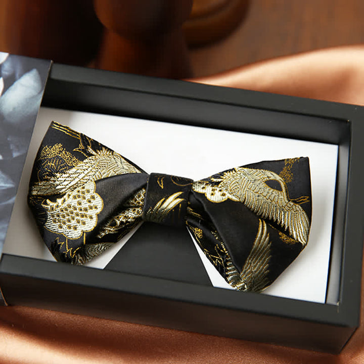 Men's Golden Crane Jacquard Luxury Bow Tie