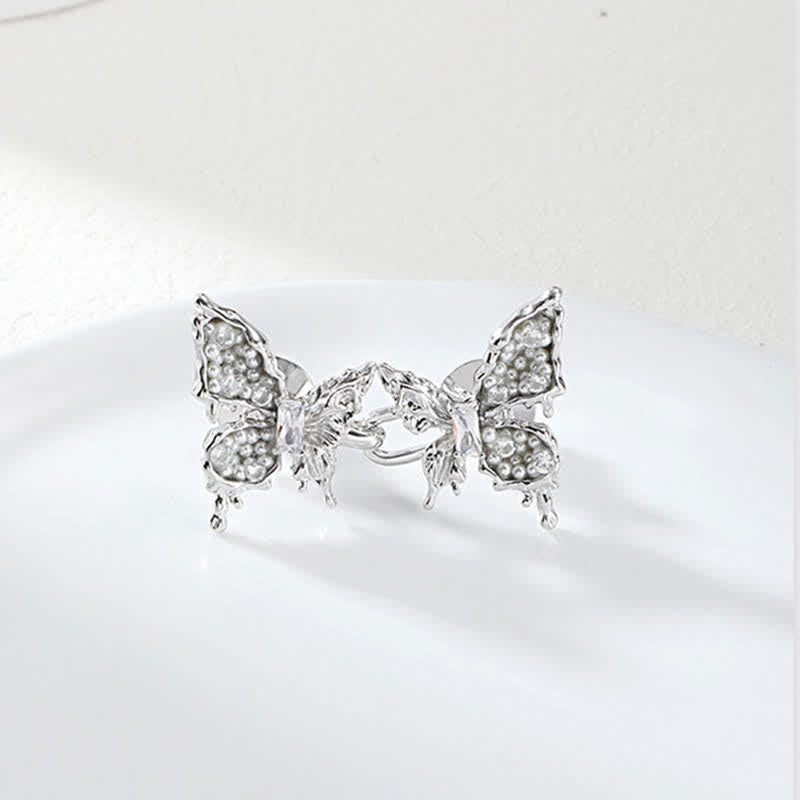 Women's Butterfly Pearls Decor Button Belt Clip