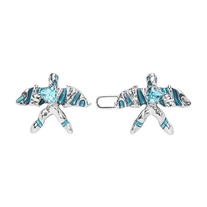 Women's Blue Glass Crystal Kite Shape Belt Clip