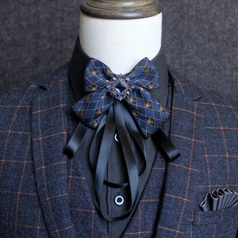 Classic British Style Ribbon Tassel Bow Tie