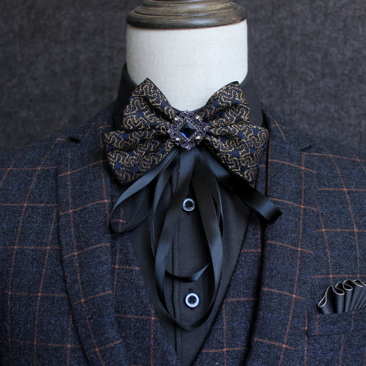 Classic British Style Ribbon Tassel Bow Tie