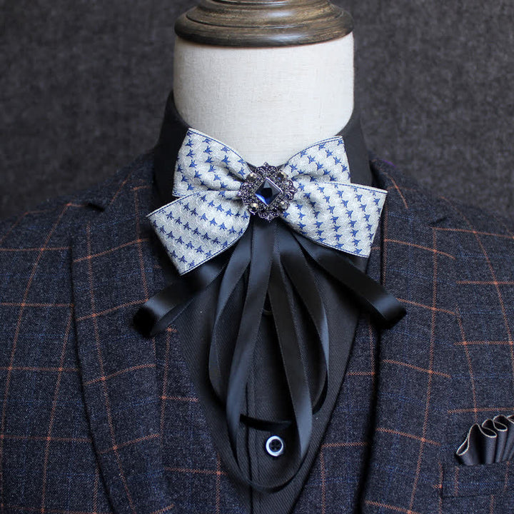 Classic British Style Ribbon Tassel Bow Tie