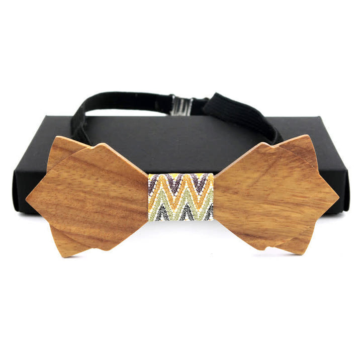 Men's Classic Vintage Double Layered Wooden Bow Tie