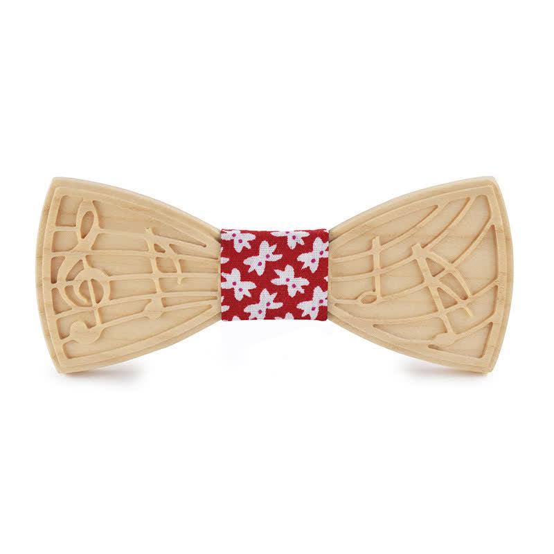 Men's Novelty Music Engraving Wooden Bow Tie