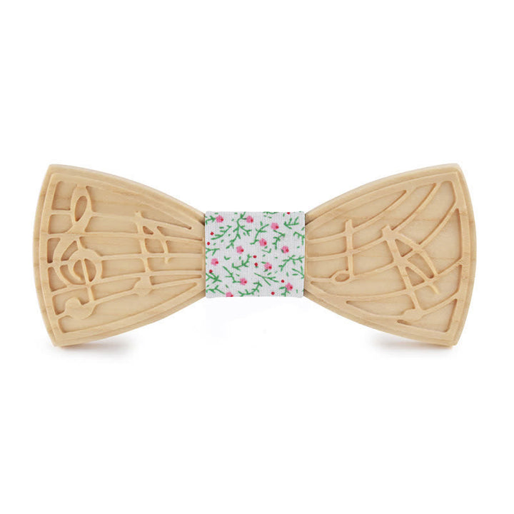 Men's Novelty Music Engraving Wooden Bow Tie