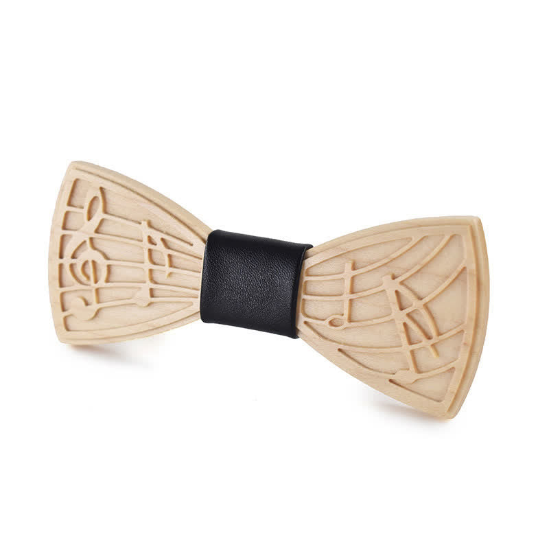 Men's Novelty Music Engraving Wooden Bow Tie