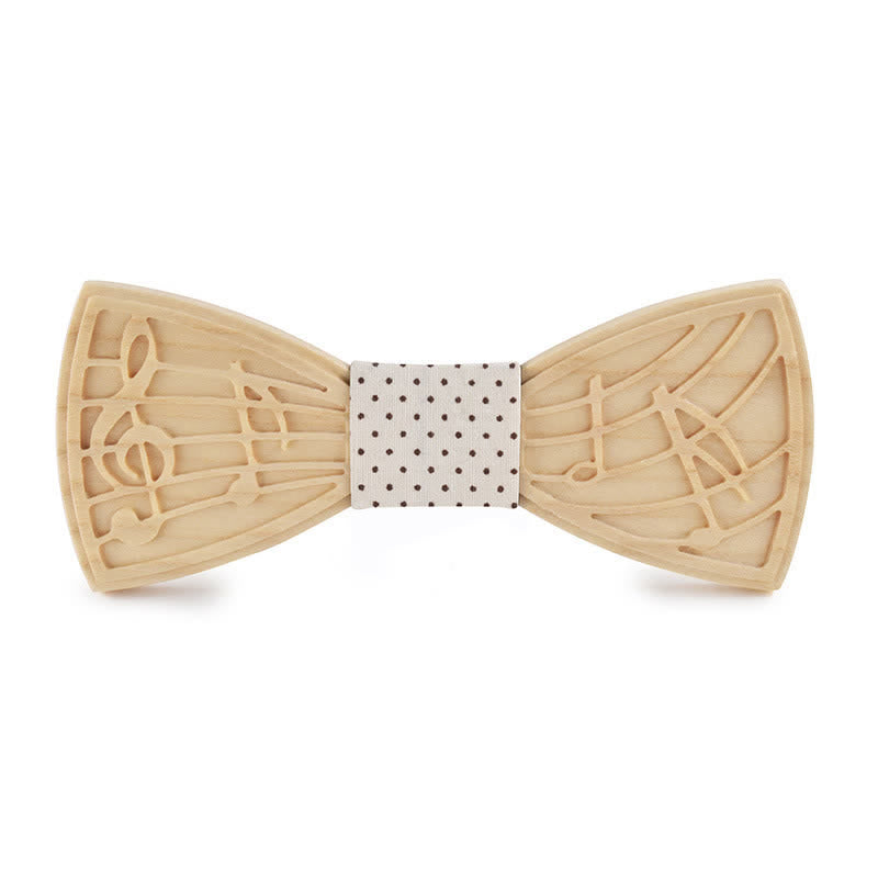 Men's Novelty Music Engraving Wooden Bow Tie