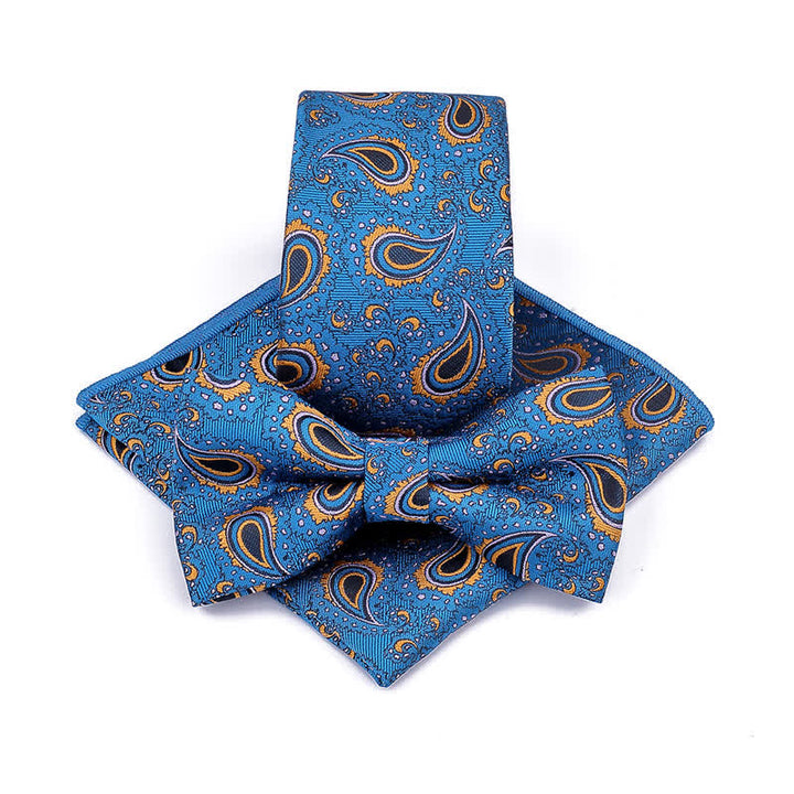 3Pcs Men's Cashew Flower Casual Bow Tie Necktie Set