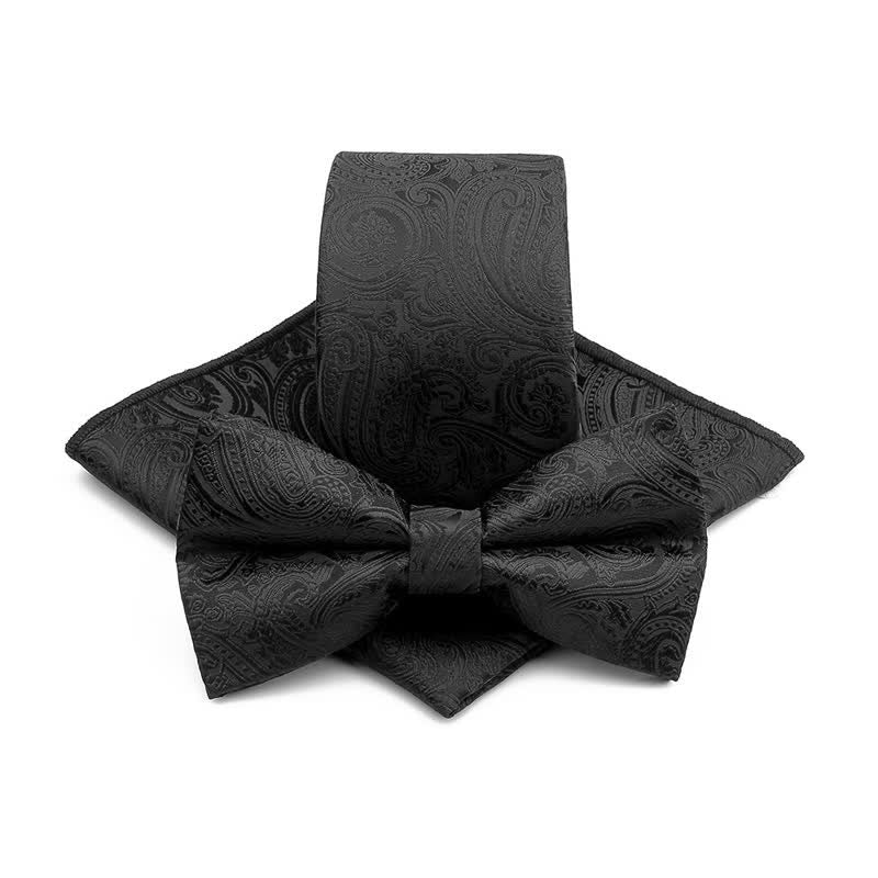 3Pcs Men's Paisley Ceremony Groom Bow Tie Necktie Set