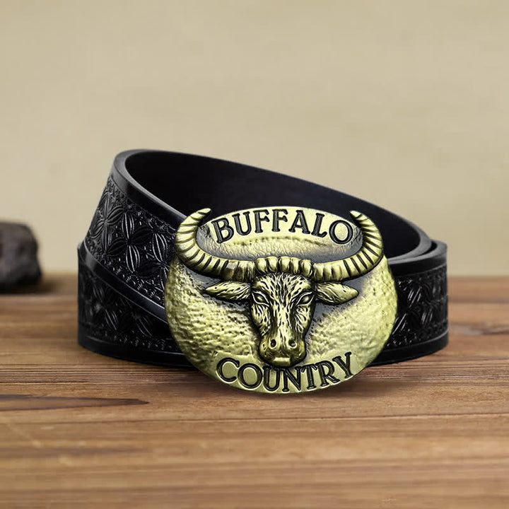 Men's DIY Buffalo Country Buckle Leather Belt