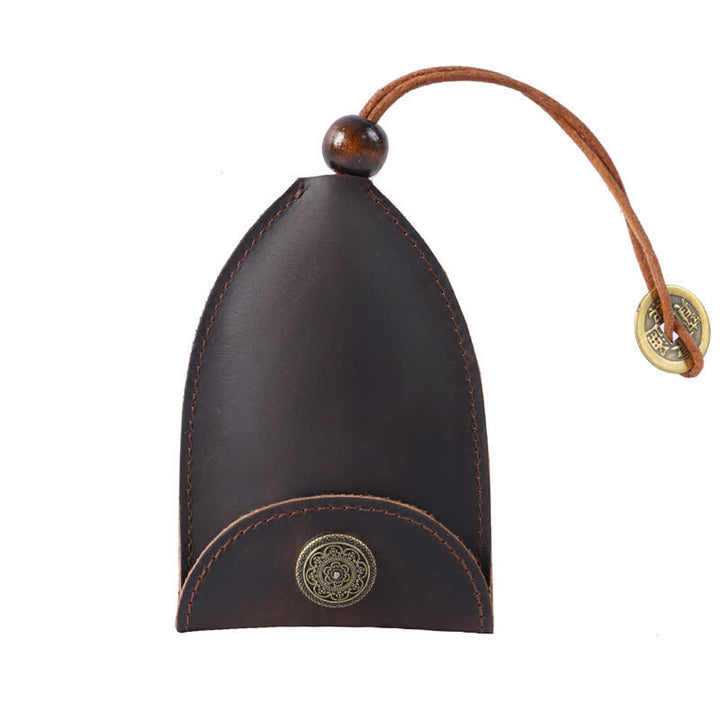 Vintage Coin Pull-out Smart Key Leather Key Case - Coffee - image 8