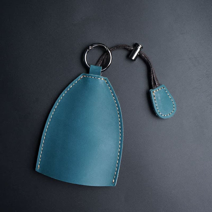 Genuine Leather Storage Bag Pull-out Key Case - DarkCyan - image 8