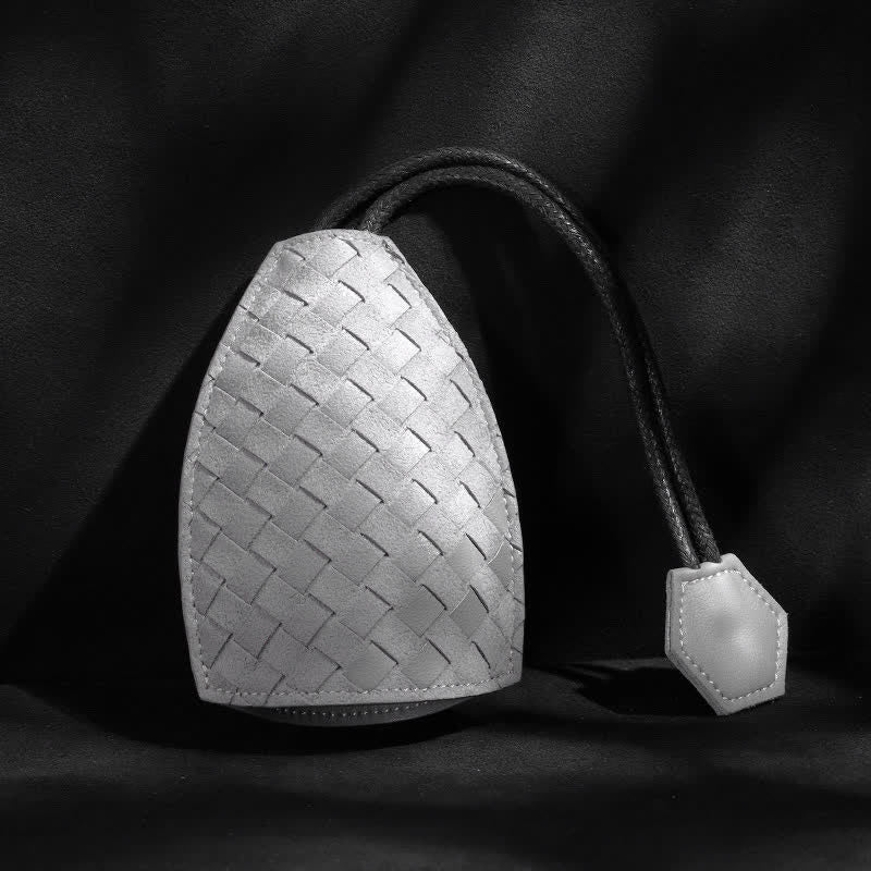 Modern Weave Pull-out Leather Car Key Case - Gray #1 - image 0