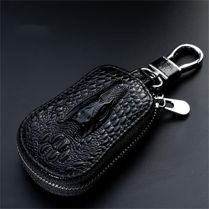 Crocodile Zipper Mini Waist Leather Car Key Case