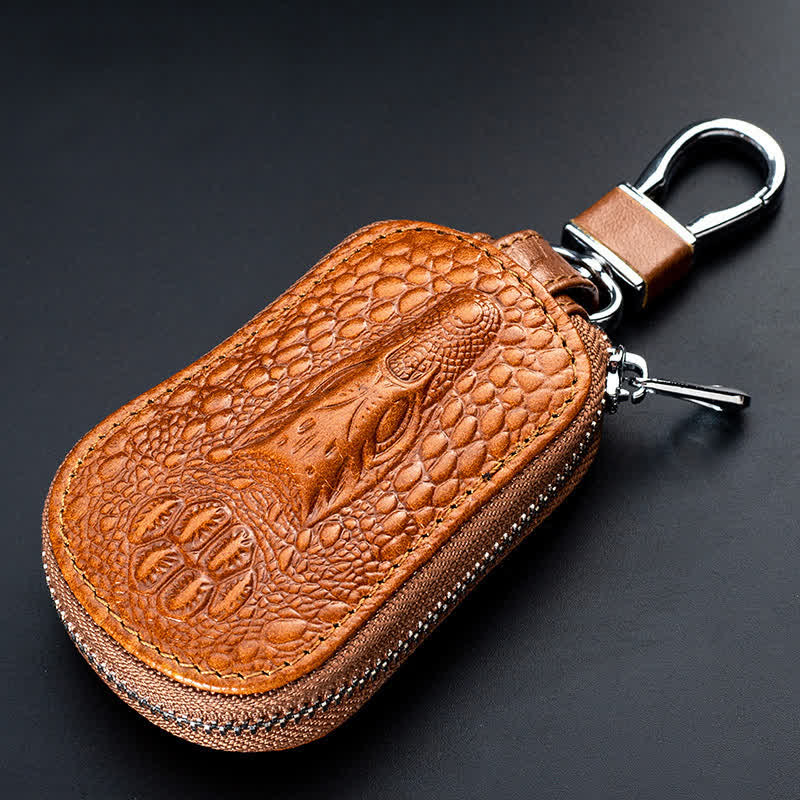 Crocodile Zipper Mini Waist Leather Car Key Case