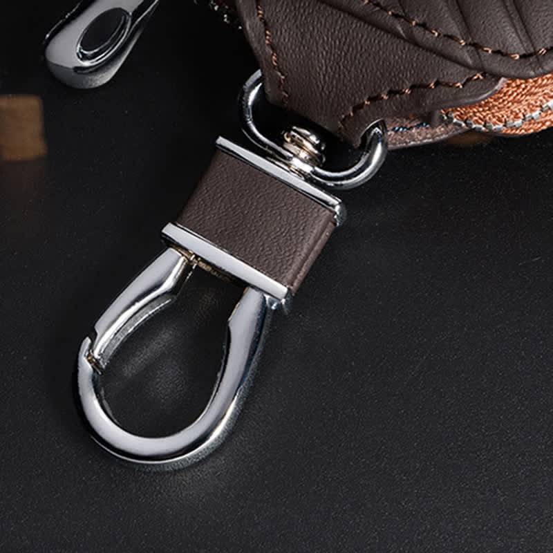 Multi-Functional Zipper V Pattern Leather Car Key Case