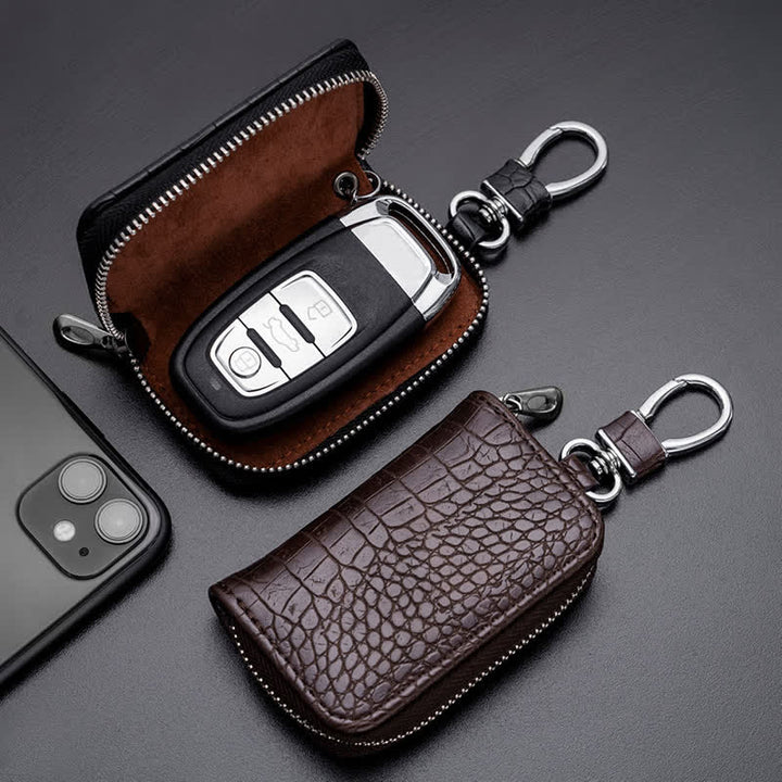 Alligator Pattern Zipper Bag Leather Car Key Case