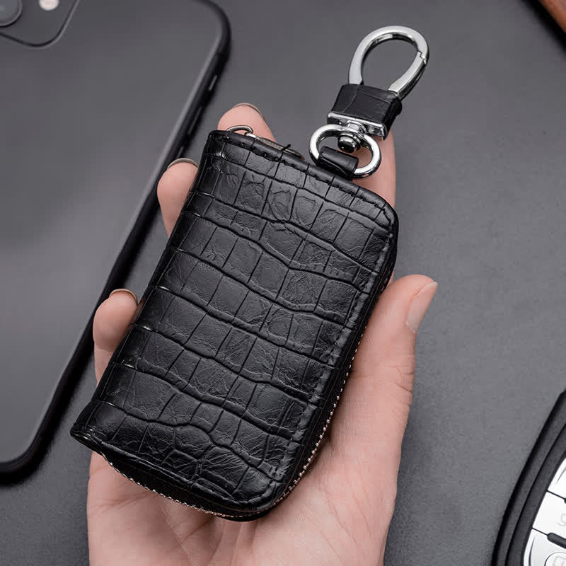 Alligator Pattern Zipper Bag Leather Car Key Case