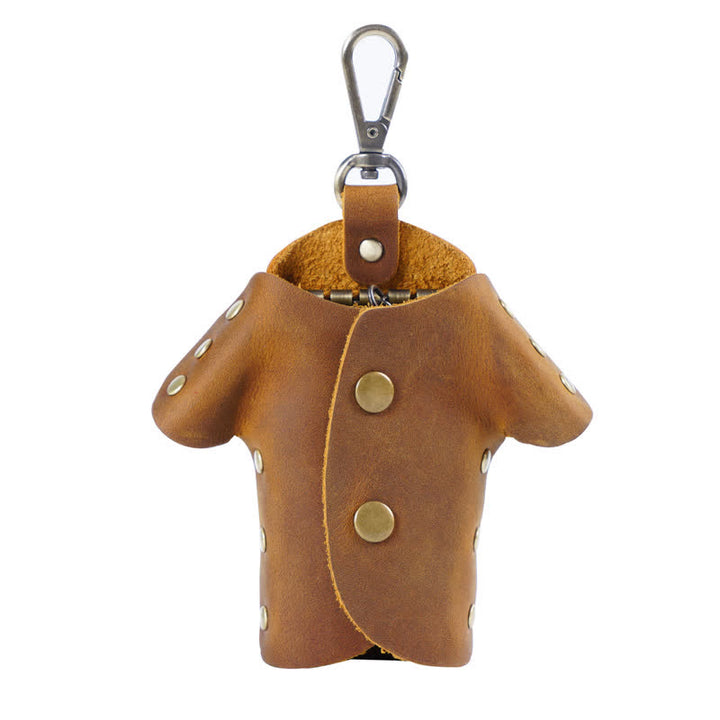 Creative Cute Clothes Shape Leather Key Case - Brown - image 11