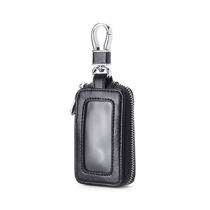 Convenient Transparent Window Zipper Leather Key Case