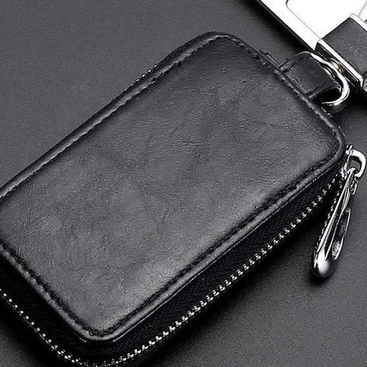 Convenient Transparent Window Zipper Leather Key Case