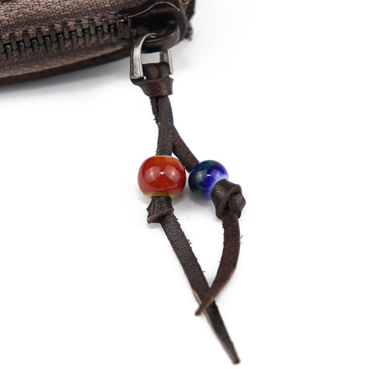 Vintage Medieval Zipper Wallet Leather Key Case - image 9