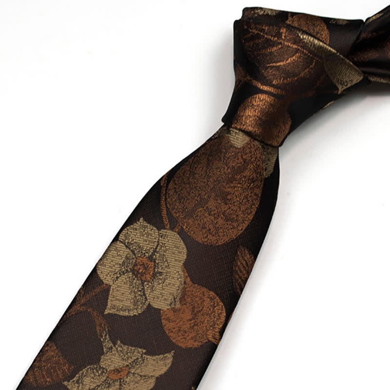 Men's Autumn Brown Leaves Floral Bow Tie Necktie