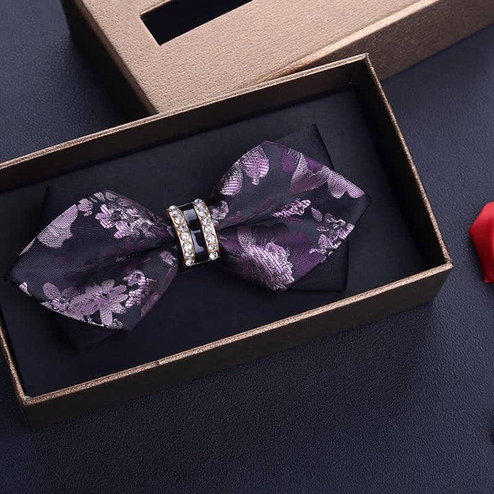 Men's Purple Maple Leaves Pointed Bow Tie