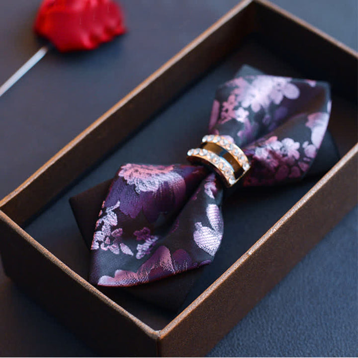 Men's Purple Maple Leaves Pointed Bow Tie