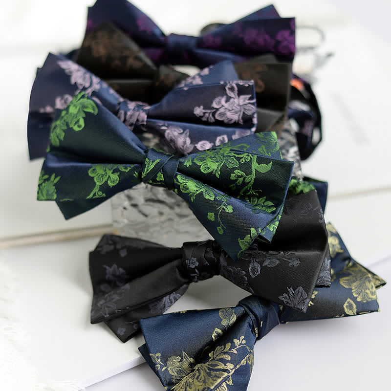 Men's Elegant Iris Floral Pattern Bow Tie