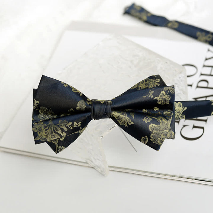 Men's Elegant Iris Floral Pattern Bow Tie