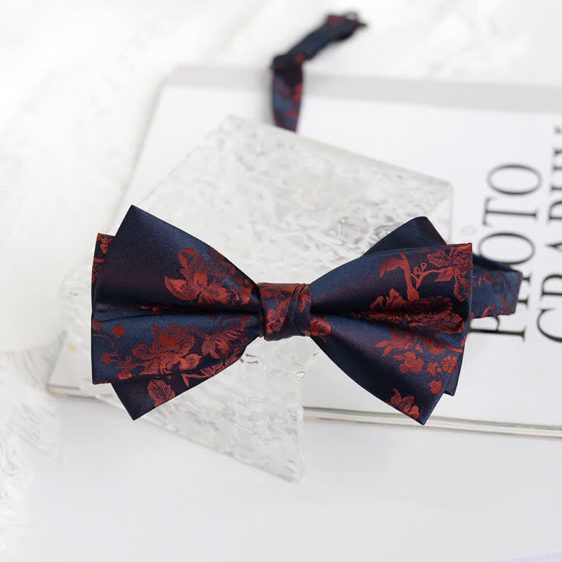 Men's Elegant Iris Floral Pattern Bow Tie