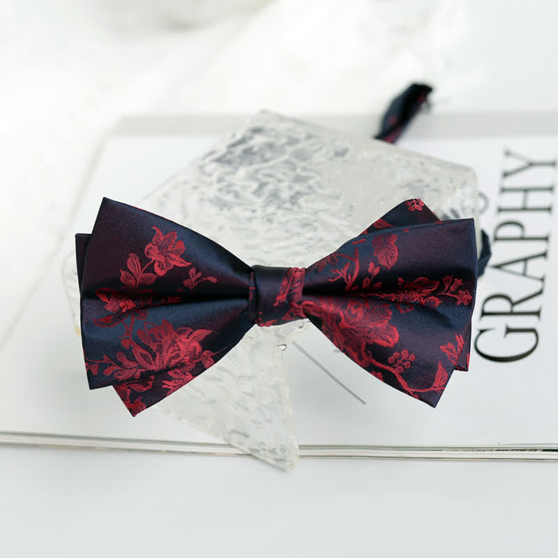 Men's Elegant Iris Floral Pattern Bow Tie