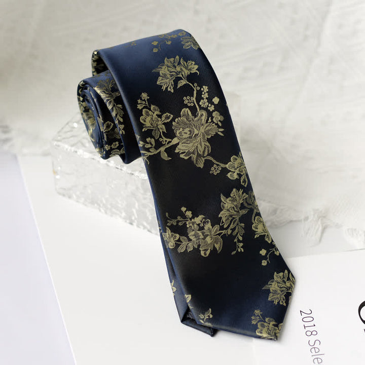 Men's Elegant Iris Floral Pattern Necktie