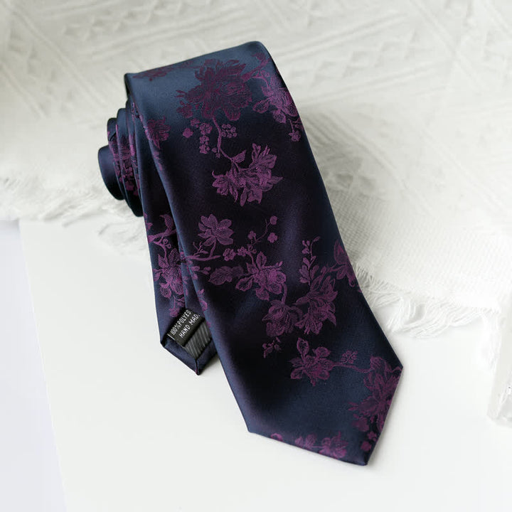 Men's Elegant Iris Floral Pattern Necktie