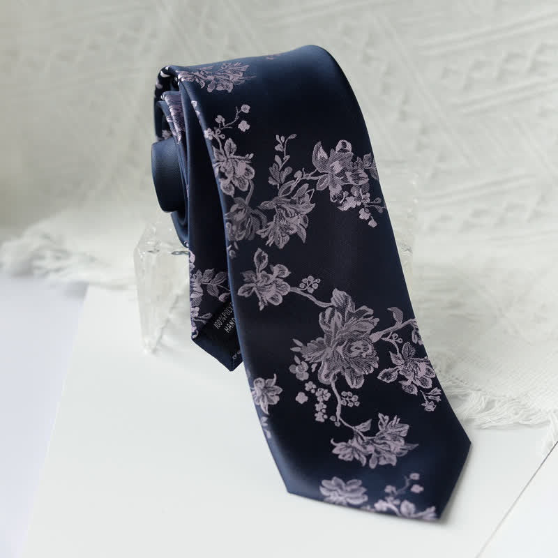 Men's Elegant Iris Floral Pattern Necktie