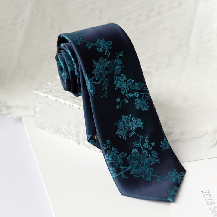 Men's Elegant Iris Floral Pattern Necktie