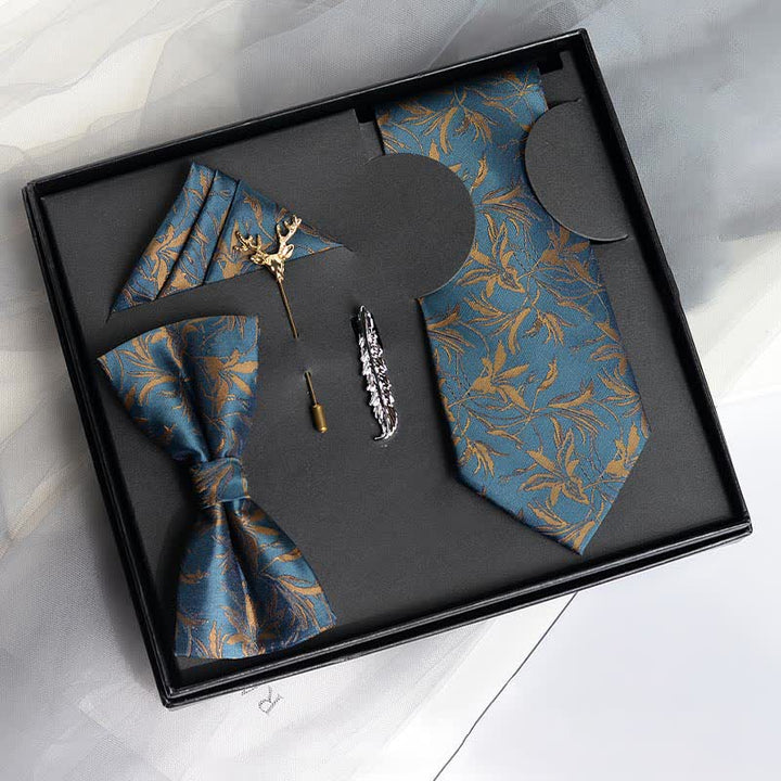 5Pcs Men's Orchids Pttern Gentleman Bow Ties Gift Box