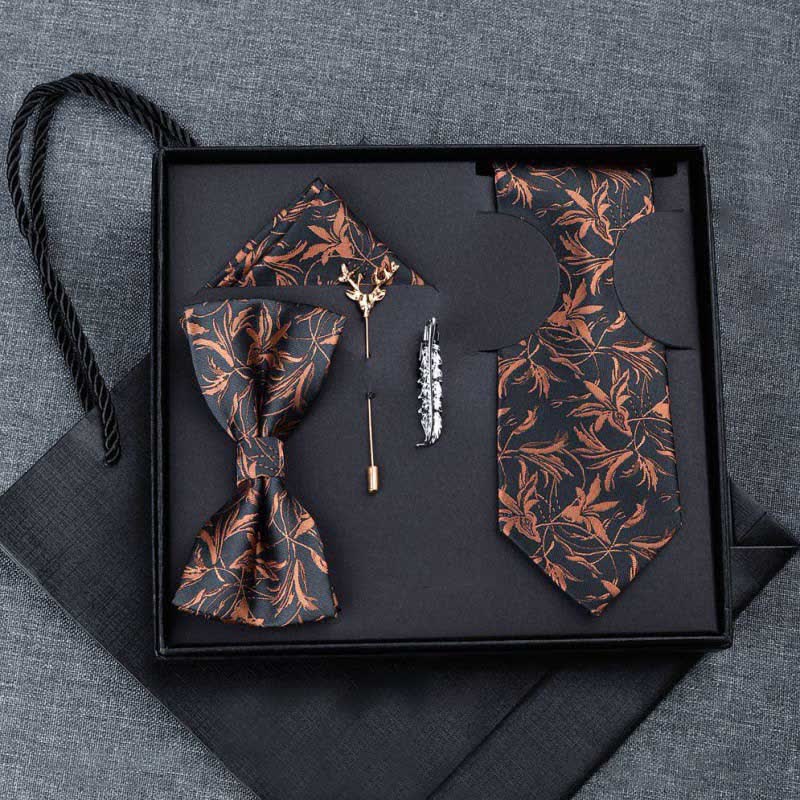 5Pcs Men's Orchids Pttern Gentleman Bow Ties Gift Box