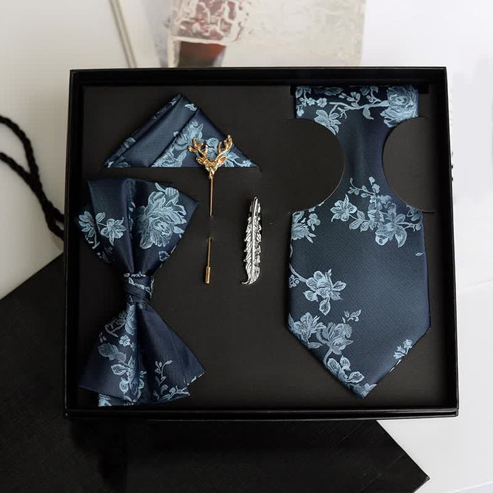 5Pcs Men's Iris Pttern Fashion Wedding Bow Ties Gift Box