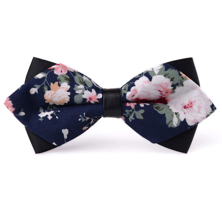 Men's Floral Double Layered Pointed Cotton Bow Tie