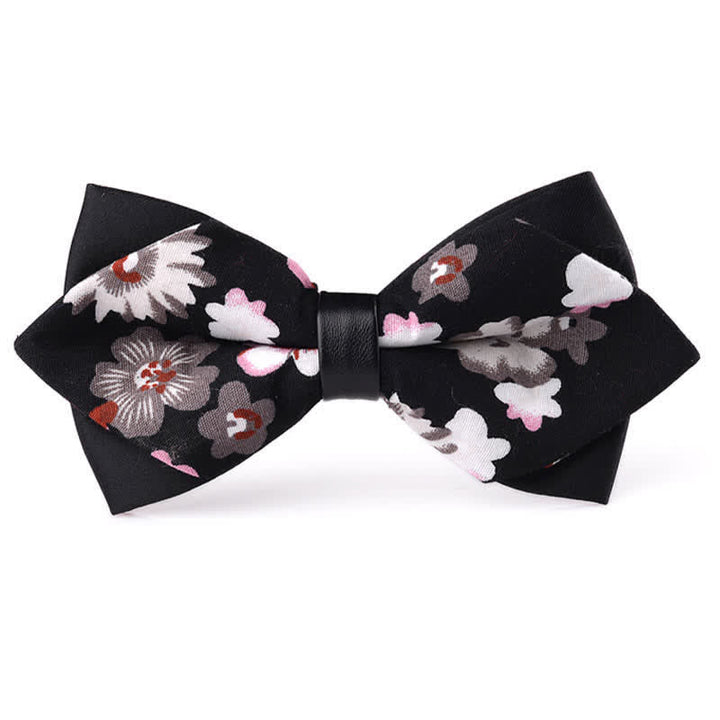 Men's Floral Double Layered Pointed Cotton Bow Tie