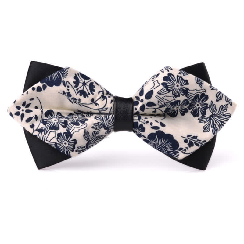 Men's Floral Double Layered Pointed Cotton Bow Tie