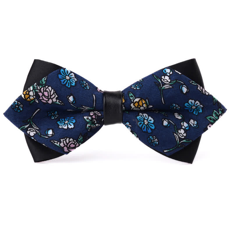 Men's Floral Double Layered Pointed Cotton Bow Tie