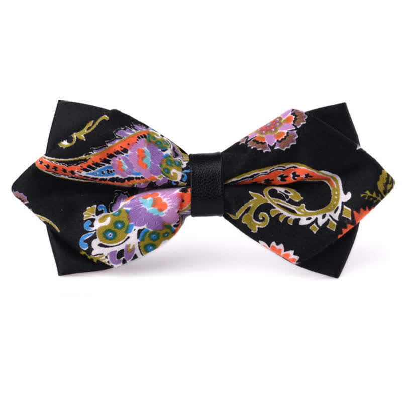 Men's Floral Double Layered Pointed Cotton Bow Tie