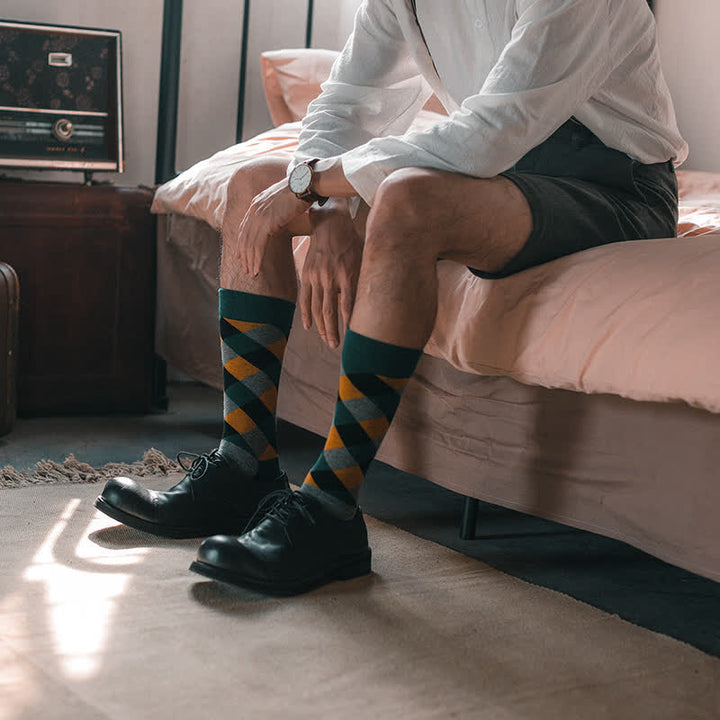 Men's Colorful Funky Argyle Crew Socks