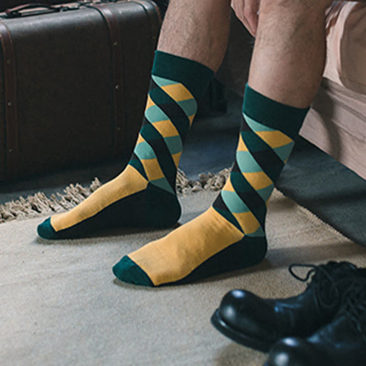 Men's Colorful Funky Argyle Crew Socks