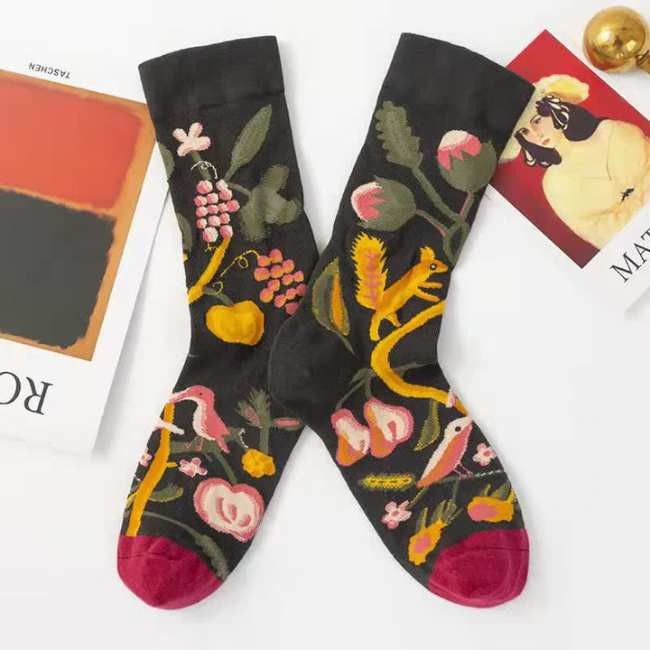 Men's Artistic Forest Oil Painting Crew Socks