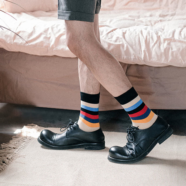 Men's Colorful Striped Classic Design Crew Socks